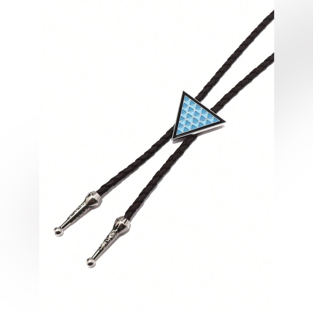 Triangular Blue Bolo Western Necktie Necklace - image 1